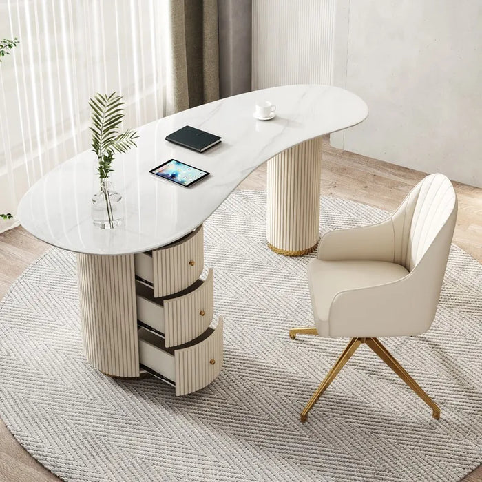 Workbench Computer White Desk Modern Counter Writing Executive Desk Office Drawers Study Scrivania Con Cassetti Luxury Furniture