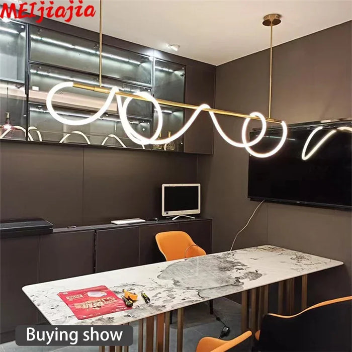 Light luxury dining room lamp modern chandelier led strip bar table lamp designer art hose lamp dining table chandelier