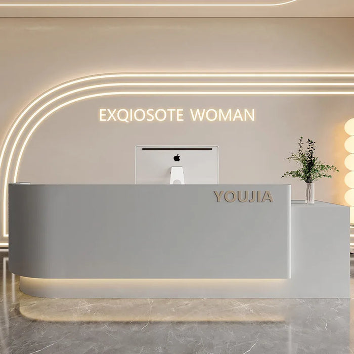 Store Cash Reception Desk Stand Cashier Table Luxury Barbershop Store Reception Desk White Recepcja Hotel Reception Accessories