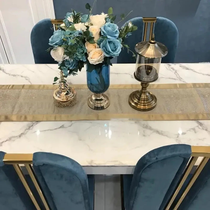 Luxury Rectangular Table Dinning Office Gaming Dining Table Chairs Living Room Stainless Steel Sillas De Comedor Furniture GM