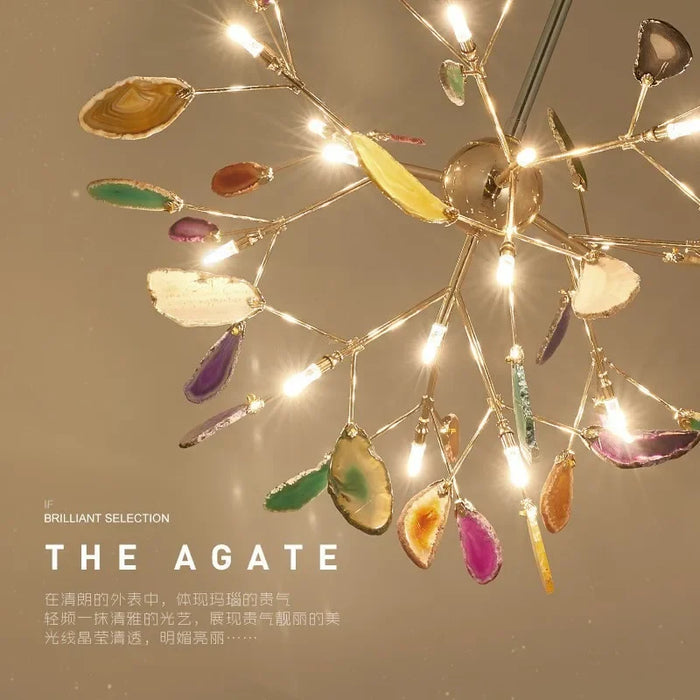 Agate chandelier living room bedroom dining room post-modern Nordic creative firefly lamp