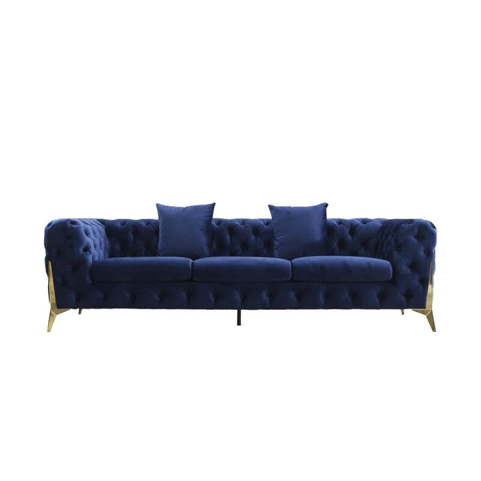 Blue Elegant Velvet Living Room Sofa Set, 3 Pieces Upholstered Set, Including Loveseat, 3-Seater Sofa Interior Decoration