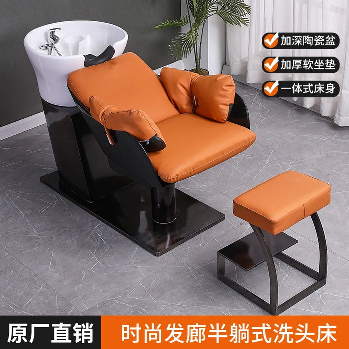 Luxury Head Spa Shampo Chair Ergonomics Shower Head Hair Wash Bed Massage Comfort Silla Peluqueria Salon Furniture MQ50SC