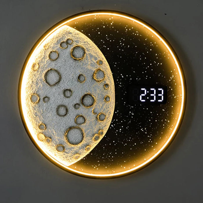 Led Moon Simple Clock Digital Room Calendar Elegant Original Wall Clocks Art Modern Stylish Funny Horloge Home Decor Interior