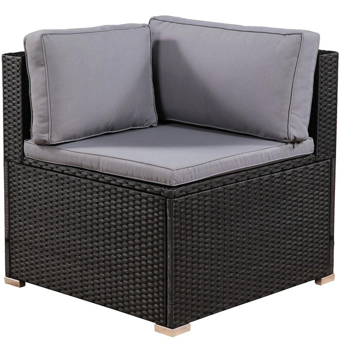7Pcs Patio Furniture Set Outdoor Sectional Conversation Set 3 Corner Sofa+3 Middle Sofa+1 Coffee Table w/ Soft Cushion[US-Stock]