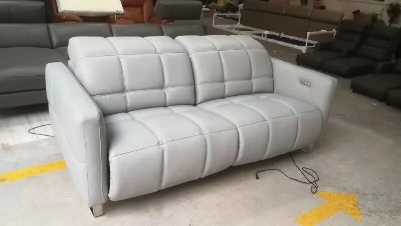 2 Seater Double Electric Reclining Seat Genuine Leather Convertible Sofa Big Sofas Theater Seats Nordic Couch Grandes Sofás Set