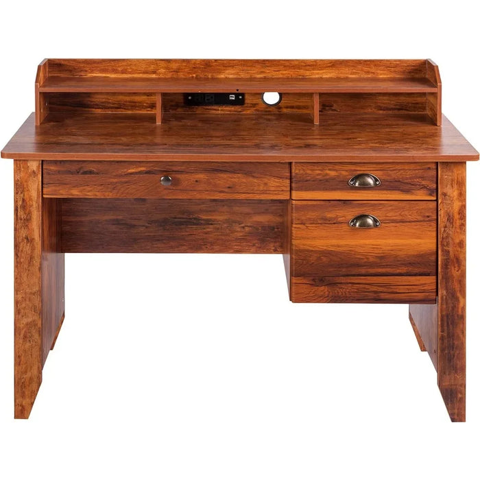 Eleanor Executive Desk Wood Grain Golden Cherry Freight Free Table Study Writing Office Furniture