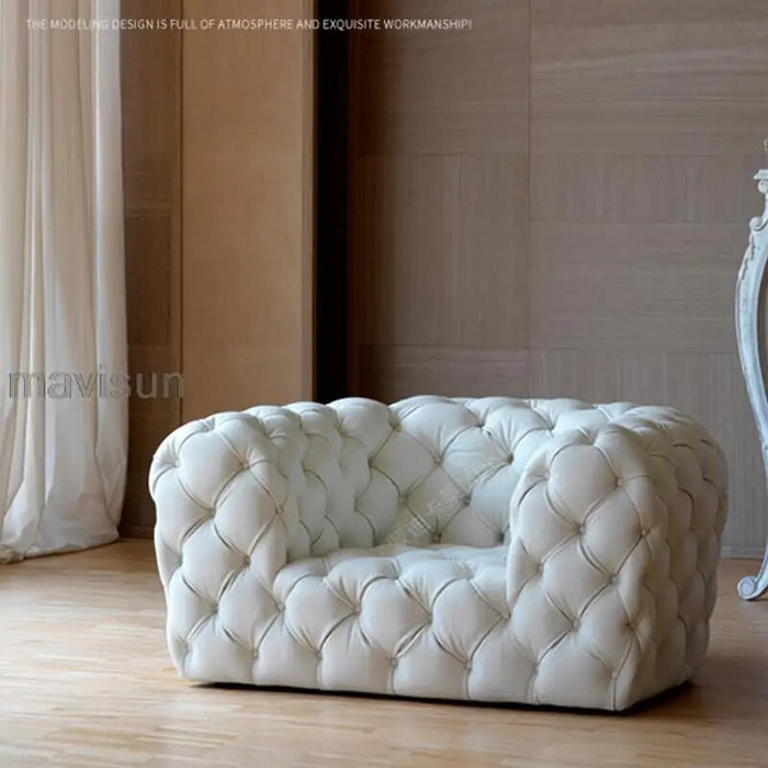 Blue Velvet Straight Row Multi Seat Armchair Custom Upholstered Chesterfield Sofa Couch Set for Living Room High End Furniture
