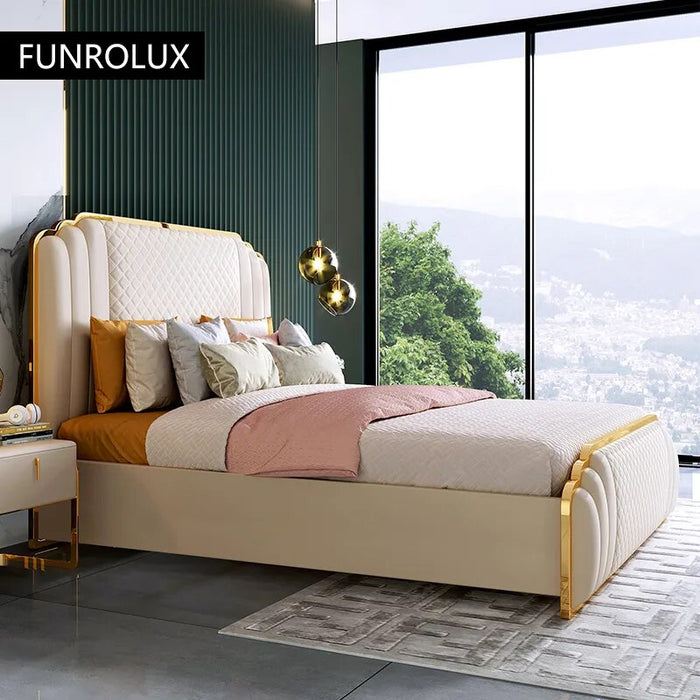 Scandinavian Modern Minimalist Leather Bed 1.5 M 1.8 M Light Luxury Master Bedroom Double Bed Leather Bed