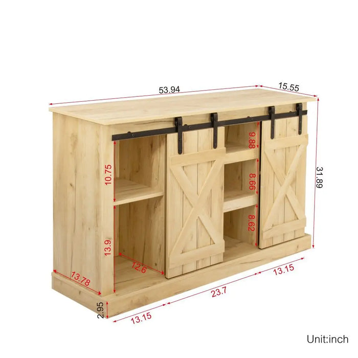Sliding Barn Door TV Stand for TVs up to 65'' Flat Screen Media Console Table Storage Cabinet Wood Entertainment Center Sturdy