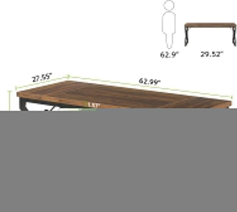 Tribesigns 63 Inch Executive Desk, Large Office Computer Desk with Extra Thick Wooden Tabletop and Metal Frame, Modern Simple Wo