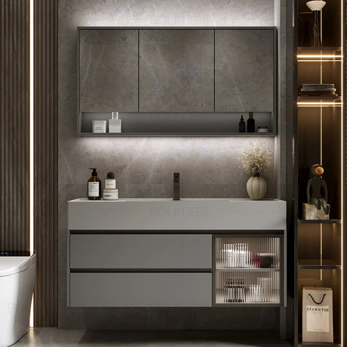 Glass Lithops Mirror Bathroom Cabinet Storage Wall Shelf Bathroom Cabinet Sink Accessories Badezimmer Schrank Home Furniture YQ