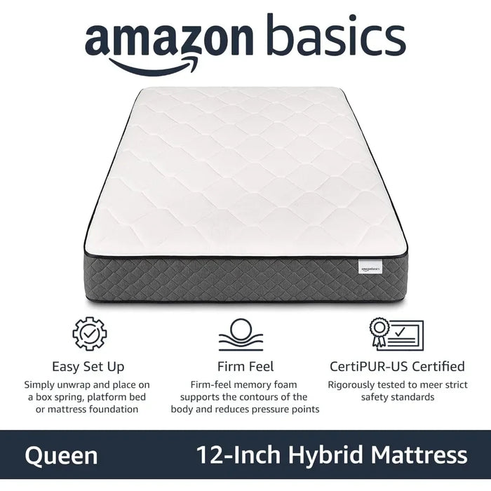 12-inch Mattress with Firm Cushions, Gel Memory Foam for Deeper Support, Cool-to-the-touch Top Fabric, Queen-size Mattress