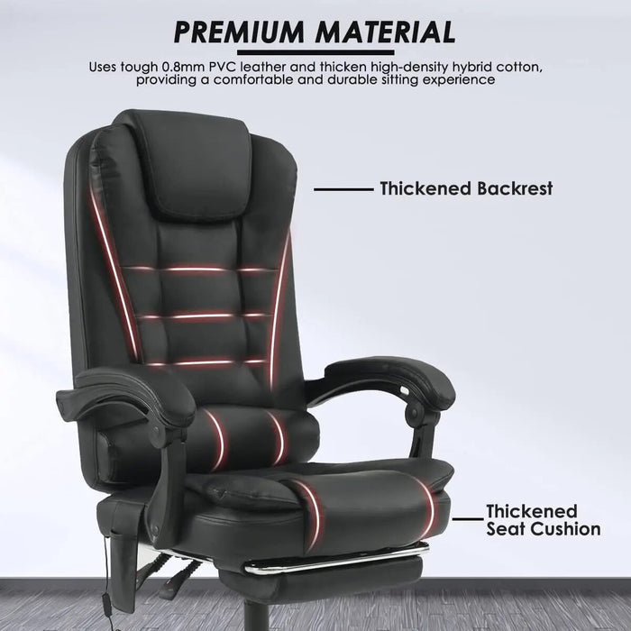 Hommpa Adjustable Executive Massage Office Chair Reclining High Back Big Tall Leather Ergonomic Swivel Task Chair with Footrest