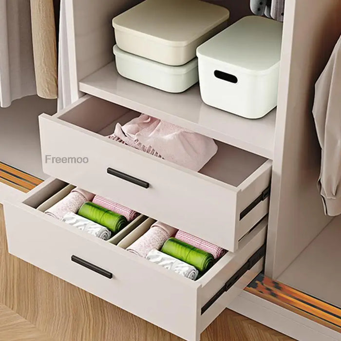Modern Wardrobe With Transparent Glass Sliding Door Modern Bedroom Furniture Garment Clothes Closet Bedroom Cabinet For Clothes