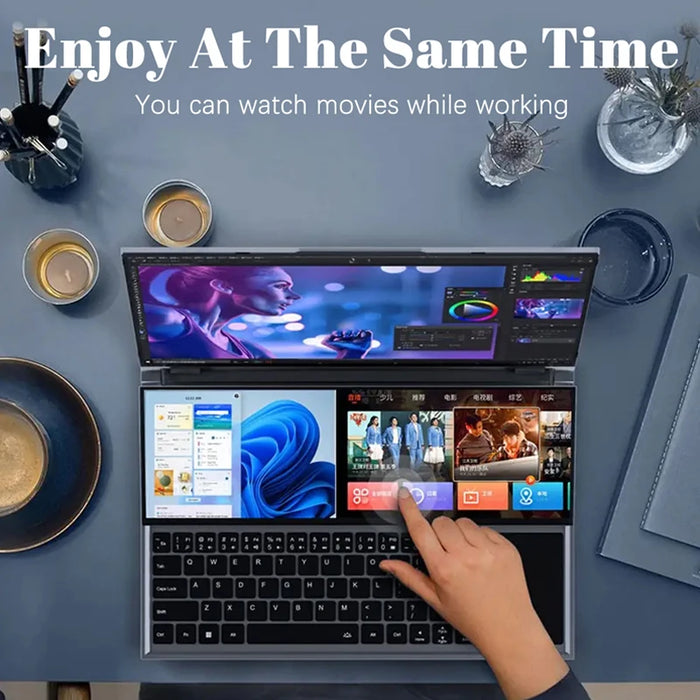 16 +14 Inch Dual Touch Screen Laptop 32GB RAM + 2TB SSD Gaming Laptop Core i7 10750H Processor Windows 11 Support External GPU