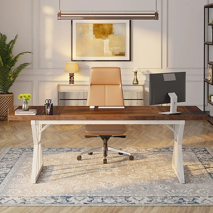 Tribesigns 70.8-Inch Executive Desk, Large Computer Office Desk Workstation, Modern Simple Style Laptop Desk Study Writing Table