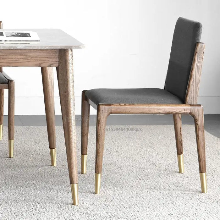 Nordic Natural Marble Solid Wood Dining Table Rectangular Modern Minimalist Household Custom Dining Table And Chair Combination