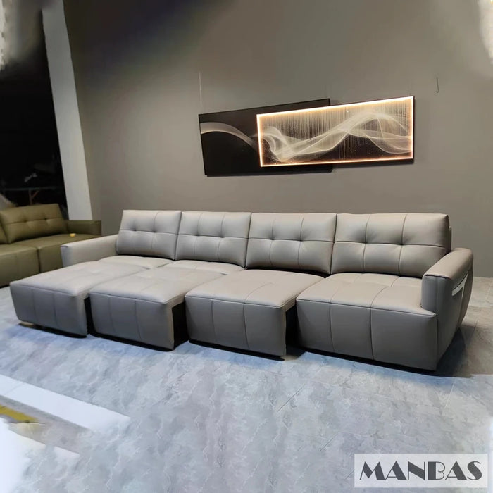 MINGDIBAO Electric Convertible Sofa Bed Italian Genuine Leather Couch Multifunction Folding Sofas Beds for Cinema Free Shipping