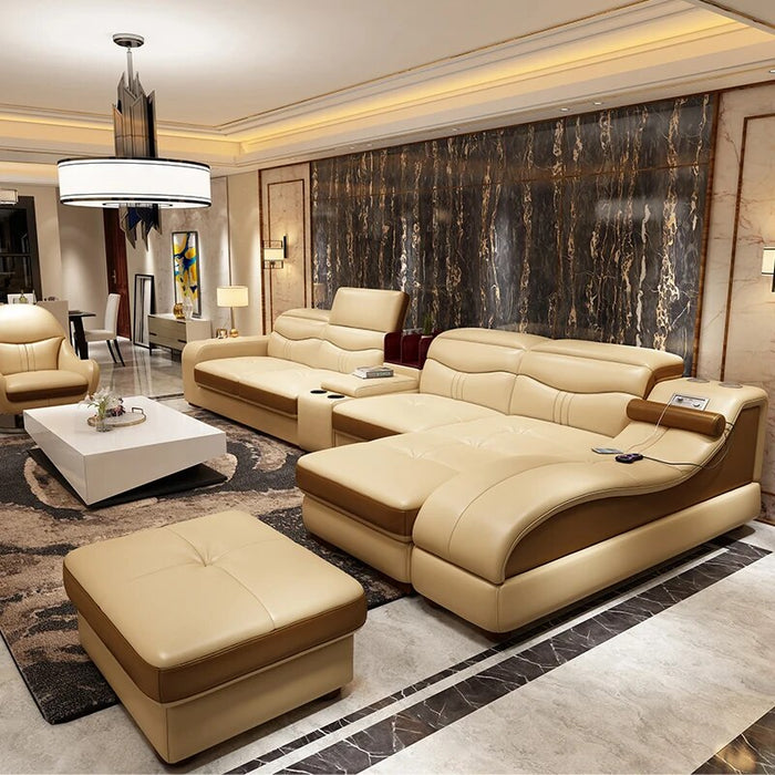 High Quality Simple Italian Leather Sofa Living Room Italian Lightweight Luxury Smart Sofa Luxury Living Room Furniture Sets