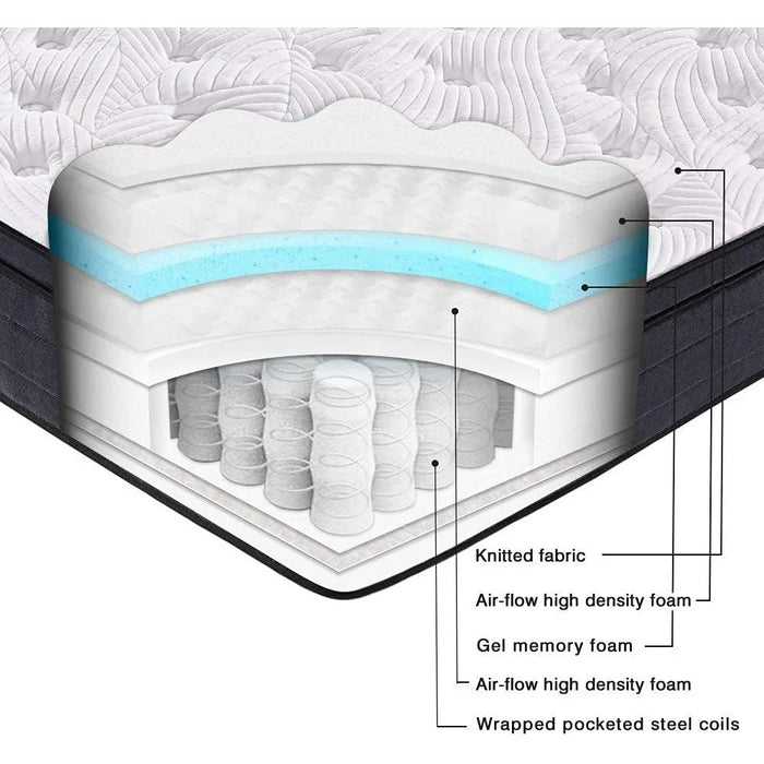 King Mattress in a Box - 12 Inch Plush Pillow Top Hybrid Mattress, Gel Memory Foam for Sleep Cool