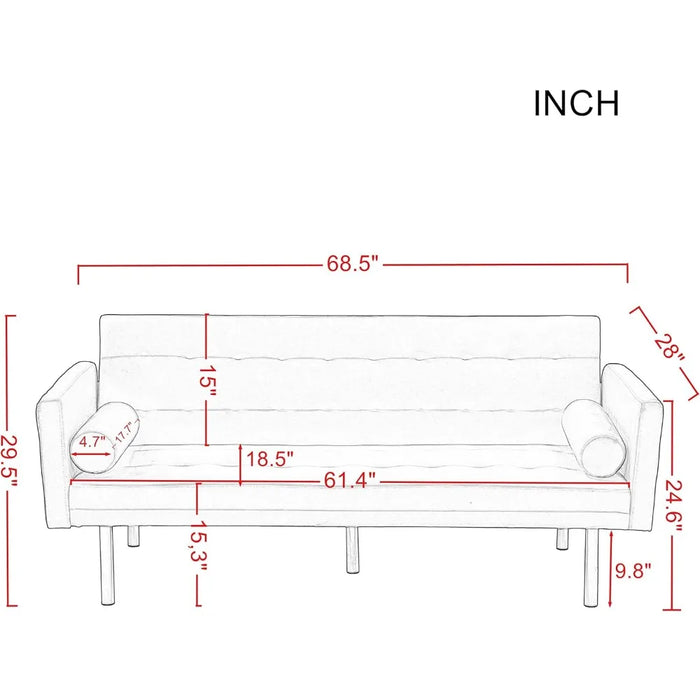 68.5" Modern Velvet Convertible Folding Lounge Couch Convertible Sofa Bed Lazy Sofa Bed for Living Room Double Furniture Home