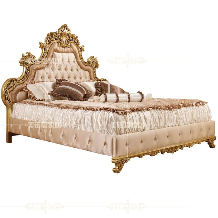 Custom villa bedroom furniture European style double bed solid wood carved princess bed 1.8m wedding bed
