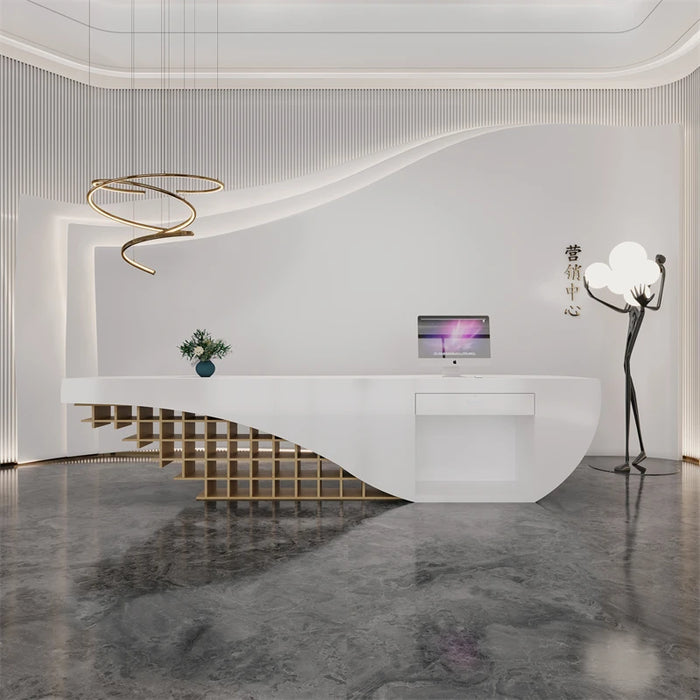 Beauty Lectern Reception Desks White Modern Front Luxury Reception Desks Cashier Counter Bureau Meuble Office Furniture WJ25XP