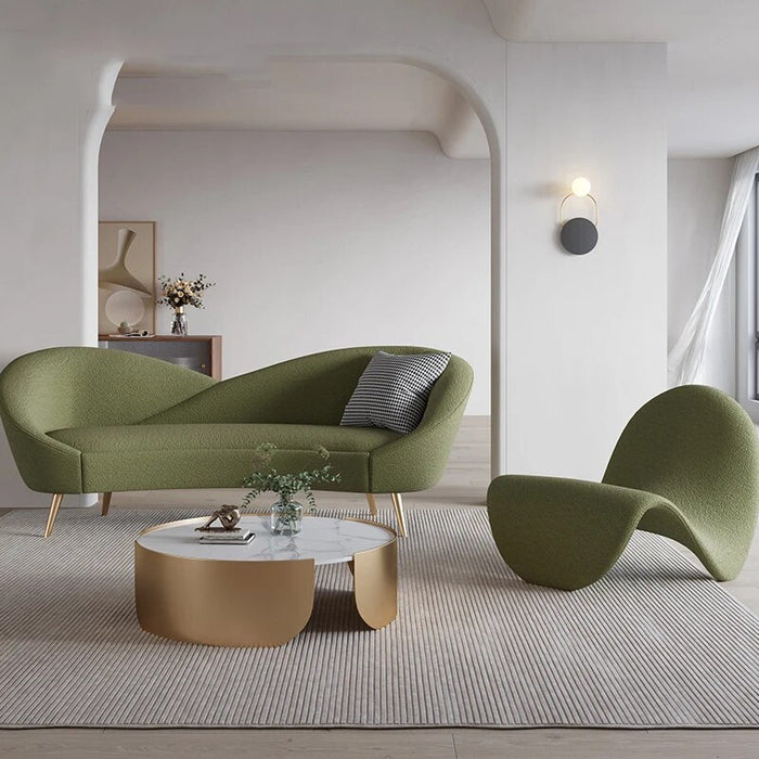 Green Gold Legs Lazy Sofa Nordic Love Seat 3 Seater Fabric Foam Sponge Couch Gaming Chair  Sofa 2 Plazas Furniture
