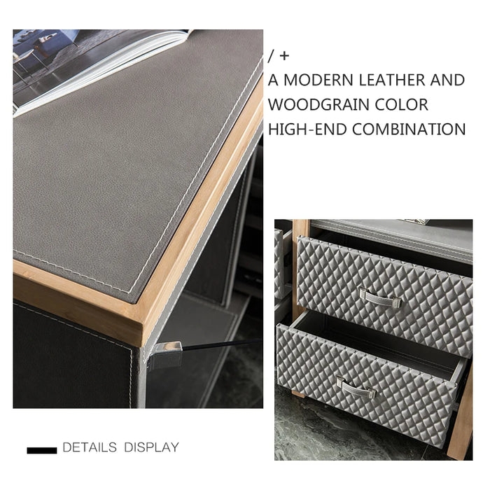 Leather decoration senior gray boss desk and chair combination office simple executive desk commercial president modern desk