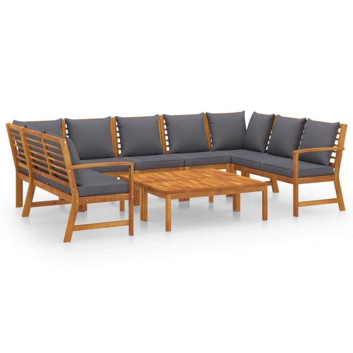9 Piece Patio Lounge Set with Cushion Solid Acacia Wood Outdoor Table and Chair Sets Outdoor Furniture Sets