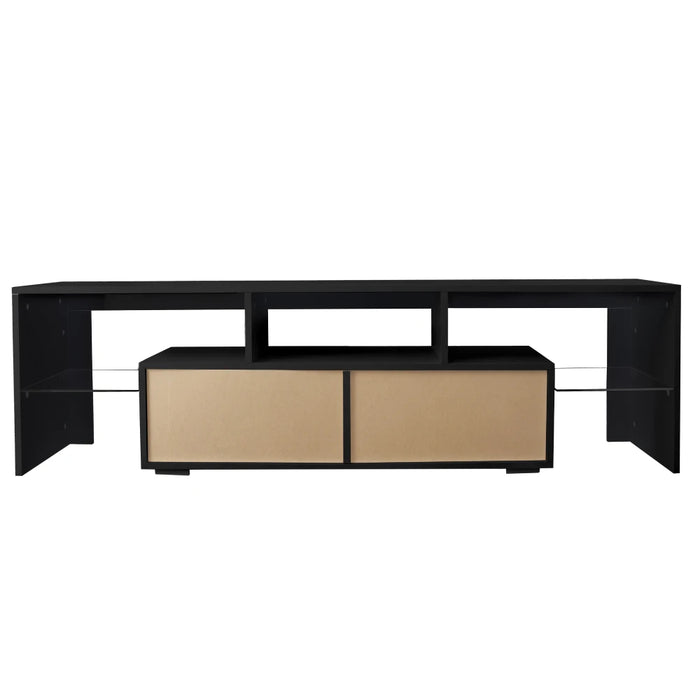 Modern White/Black TV Stand 160×35×45CM 20 Colors LED TV Cabinet w/Remote Control Lights Easy to Clean Assemble [US-Stock]