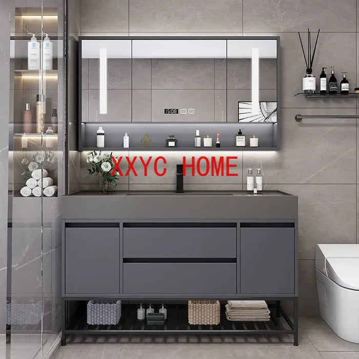 Luxury Bathroom Sink Cabinets Minimalist Modern Integrated Washbasin Smart Mirror  Bathroom Vanity Bathroom Furniture