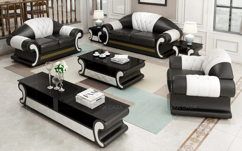 Factory cost leather sofa for living room black and red leather sofas set 123 sectional