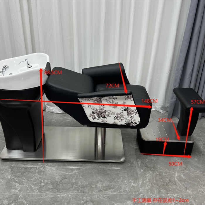 Massage Customization Shampoo Chairs Barber Shop Stainless Steel Half Lying Shampoo Chairs Massageador Salon Furniture QF50SC