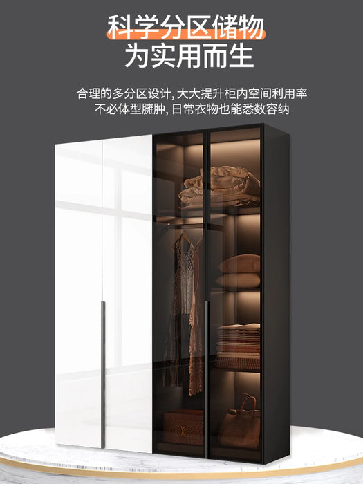 Bedroom small apartment wall bright simple storage cabinet glass wardrobe