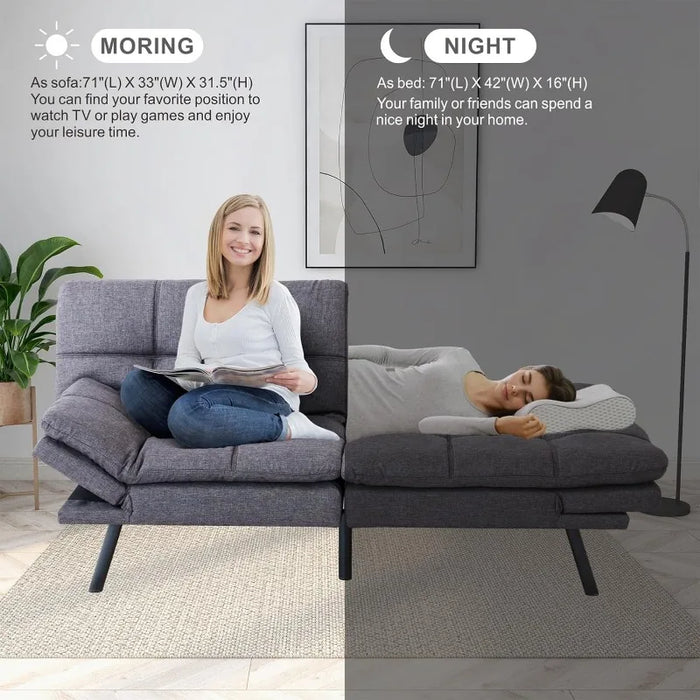 Convertible Futon Sofa Bed Couch Memory Foam Futon Couch Bed Modern Futon Sleeper Leather Sofa Couch Folding
