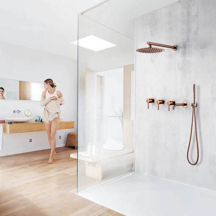 Rose Gold Shower Faucet Bathtub Faucet Set Bath Mixer Tap Bathroom Rainfall Head Shower Hot And Cold Kit In 3 Ways Shower System