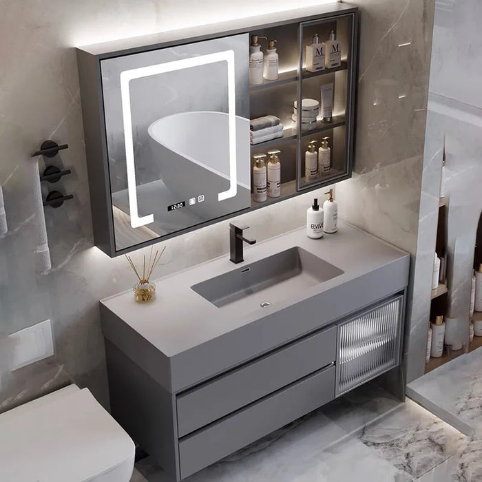 Light Luxury Nano Rock Integrated Basin Microcrystalline Stone Bathroom Cabinet Modern Minimalist Bathroom Sink Washing YX50BC