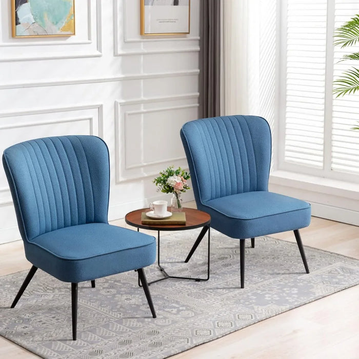 Modern  Accent Chair Set of 2 Living Room Chairs, Armless Slipper Reception Club Chair Guest Couch Comfy Wingback Single Sofa