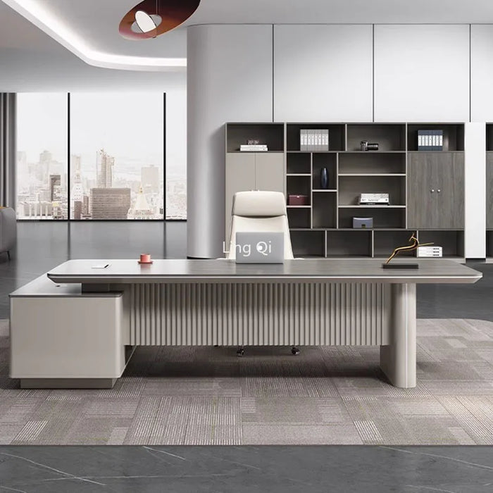 High Quality Light Luxury Office Desk Filing Cabinets Set Designer Luxury Computer Desks European Boss Bureau Office Furniture