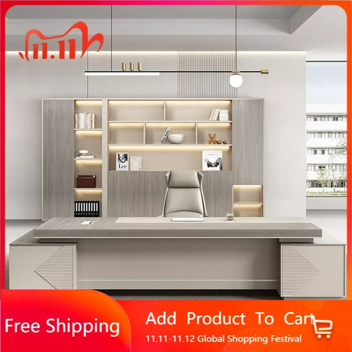 Luxury Console Office Desk Wooden L Shaped Executive Drawers Organizer Desk Table Computer Mesa De Escritorio Office Furniture