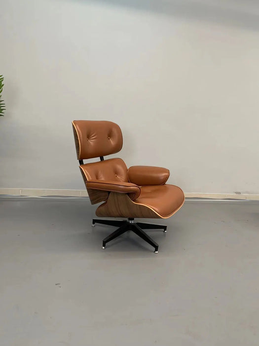 EAMES Recliner Original Chair Sofa Leather Simple Designer Lounge  Walnut Wood Aluminium Alloy Living Room Rotating Boss Chair