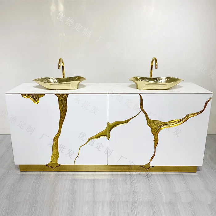 Villa large apartment light luxury style bathroom cabinet vanity sink