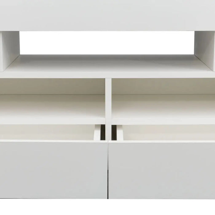 Living Room Furniture TV Stand Cabinet with 2 Drawers & 2 Open Shelves, 20-color RGB LED Lights with Remote