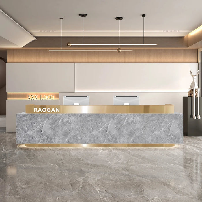 Luxury Reception Desk Advisory Counter Podium Cabinet Register Checkout Cashier Table Front Desk Bureau Meuble Salon Furniture