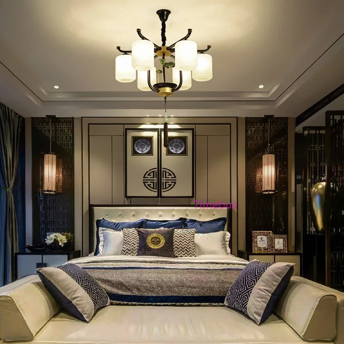 Villa Hotel Lobby Living Room Chandelier New Chinese Chandelier Lighting Wrought Iron Light Fixture Modern led Pendant Lamps