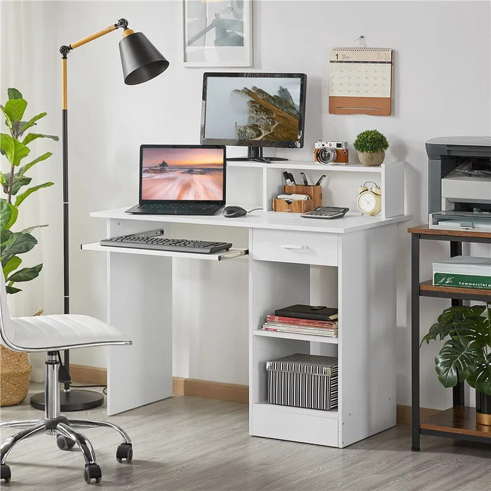 NoEnName_Null Wooden Home Office Computer Desk with Drawers and Keyboard Tray,  Gaming Desk, Laptop Table, Tables