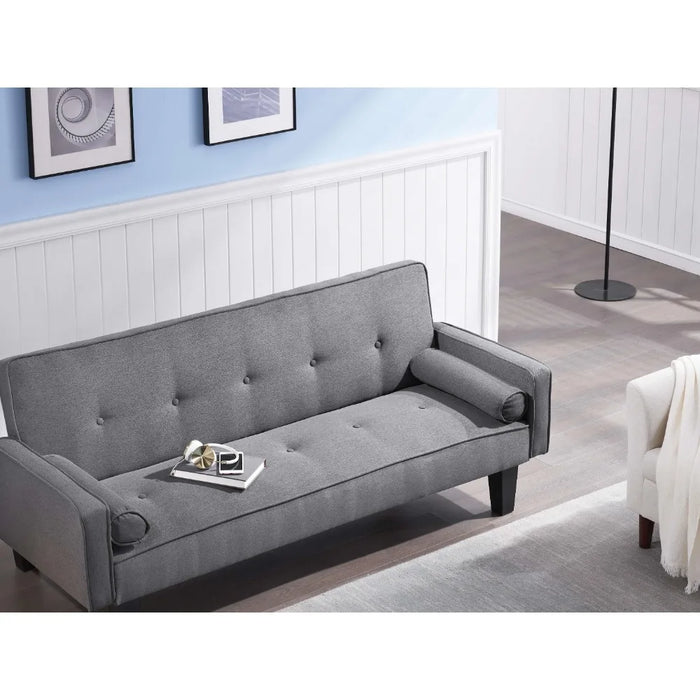 Apartment Modern Sofas for Living Room 72" Futon Sofa Bed Upholstered Folding Futon Fabric Couch Gray Convertible Puffs Air Home