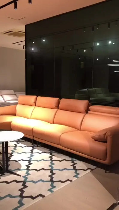 TuyaSimple Sofa Top Layer Cattle Drop Pattern Leather Modern Living Room Furniture Reception Italian Two-color Leather Sofa